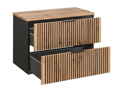 Meuble sous-vasque 80cm plan de toilette Cosymeub Bois et Noir GAHV13026