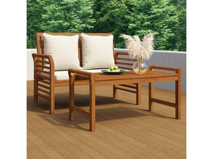 Banc canapé avec coussins Blanc crème Bois d'Artigeo solide SBUC64518