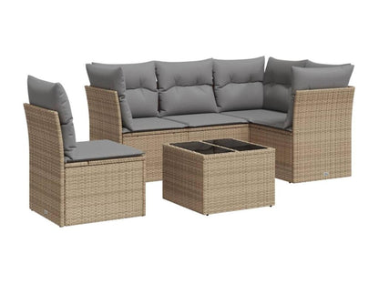 Salon de jardin avec coussins 6 pcs beige résine tressée IRKC67827