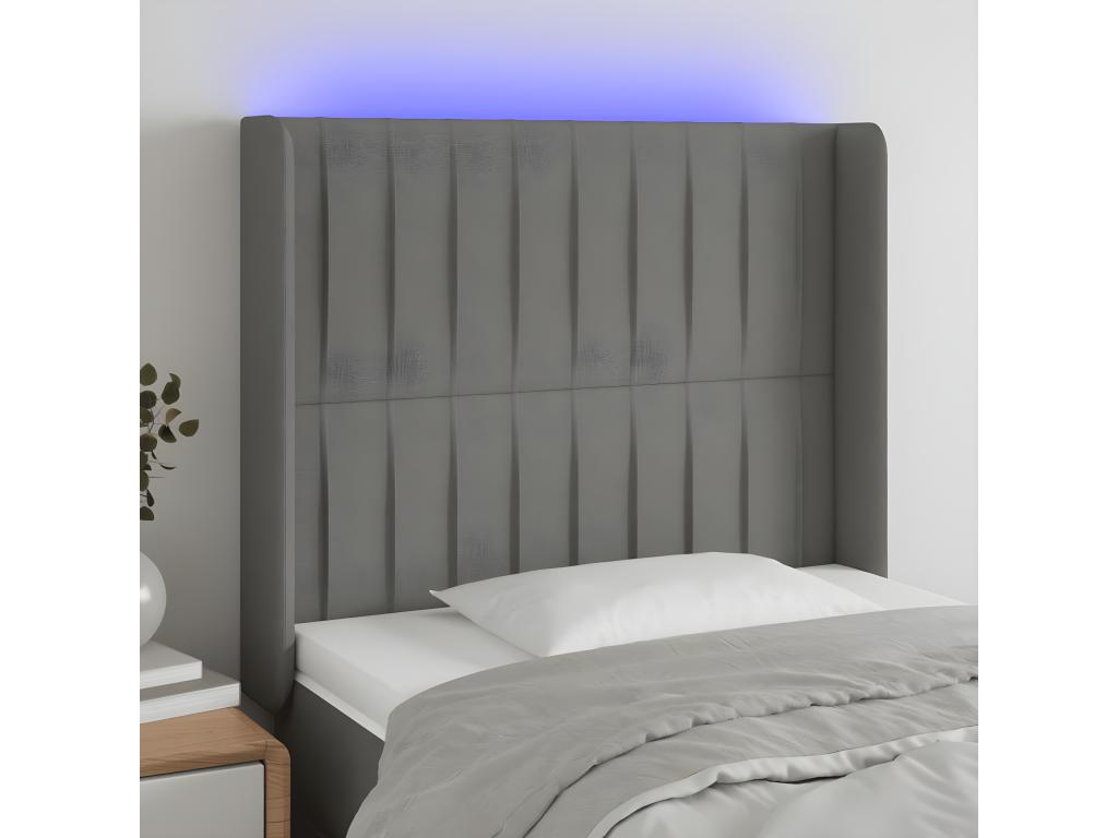 Tête de lit à LED Gris foncé 103x16x118/128 cm Tissu GHZY51815