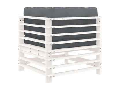 Canapé d'angle avec coussins blanc bois de pin solide FMPW36104