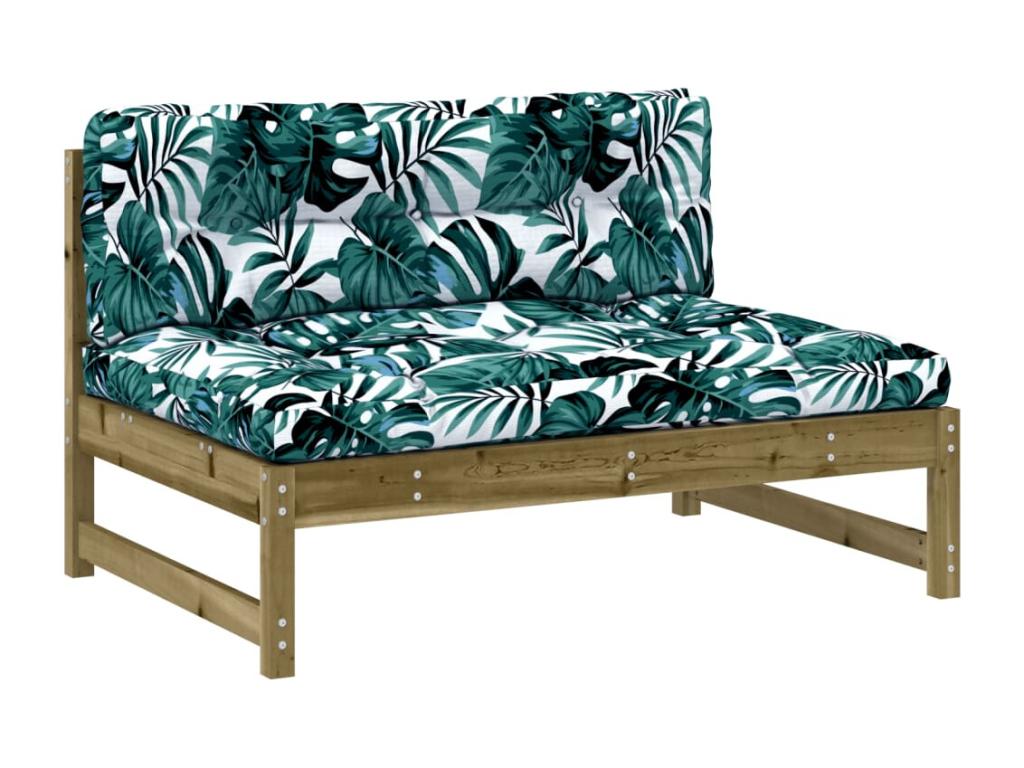 Salon de jardin 2 pcs avec coussins bois de pin imprégné TCCI54612