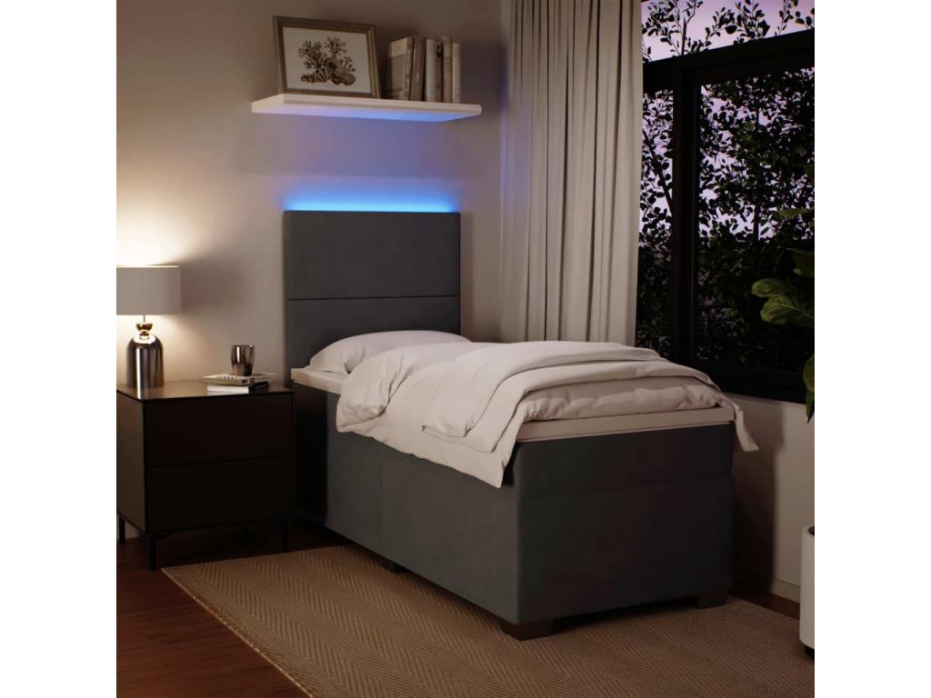 Sommier à Artigeo de lit et matelas Gris foncé 90x200 cm Velours VTSA00562