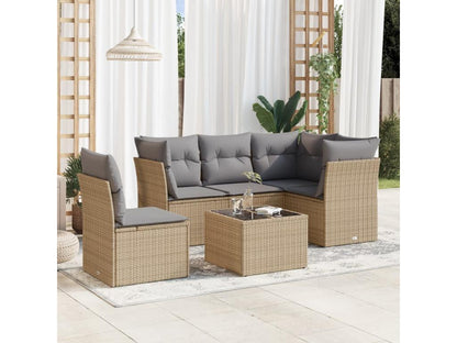 Salon de jardin avec coussins 6 pcs beige résine tressée IRKC67827