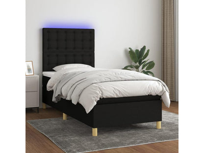 Sommier tapissier avec matelas et LED Noir 80x200cm Tissu ZYGI41727
