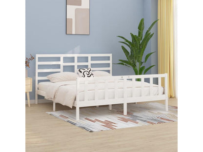 Cadre de lit Blanc Bois de pin massif 200x200 cm JNQO66467