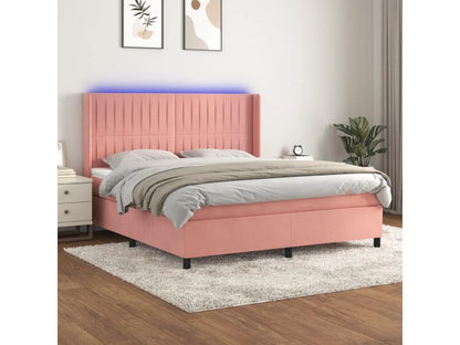 Sommier à Artigeo de lit matelas et LED Rose 160x200 cm Velours RWCS34024