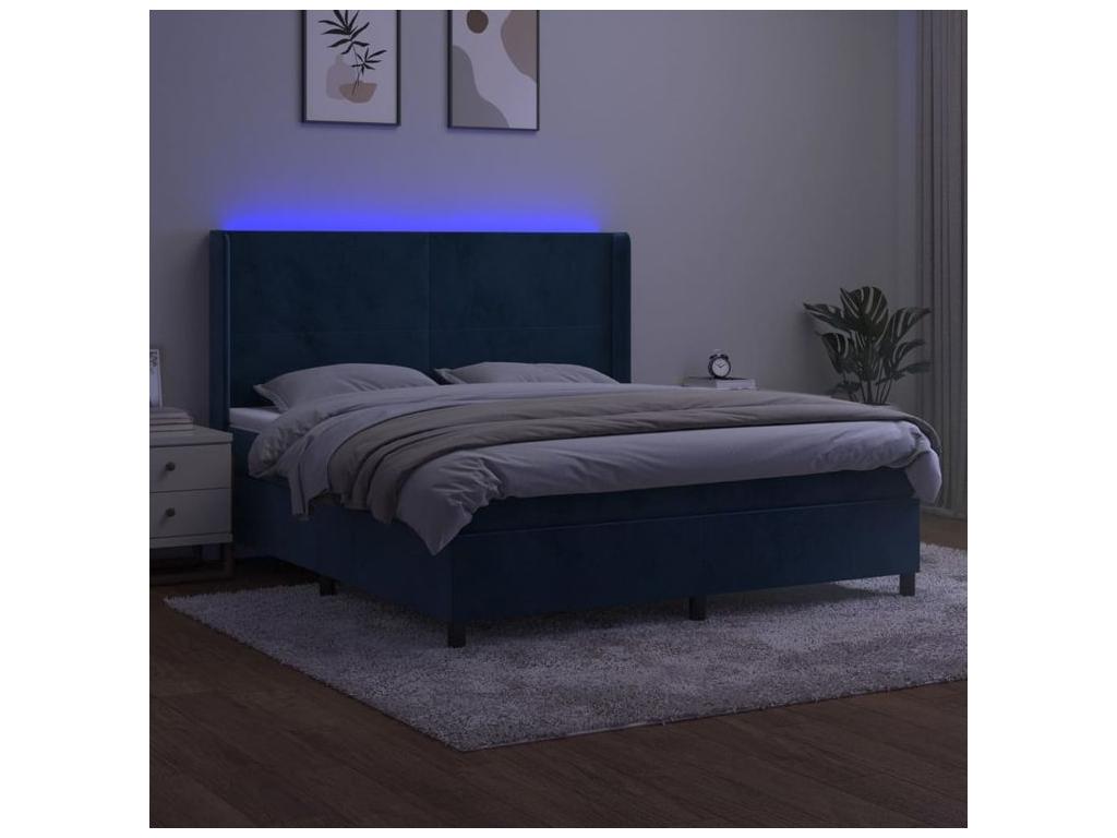 Sommier à Artigeo de lit matelas et LED Bleu foncé 180x200 RYBG69952