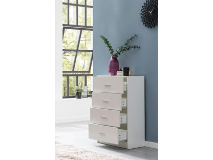 Commode avec 4 tiroirs Armoire 60x90x30 cm Blanche Buffet Cabinet Salon KYOC27590