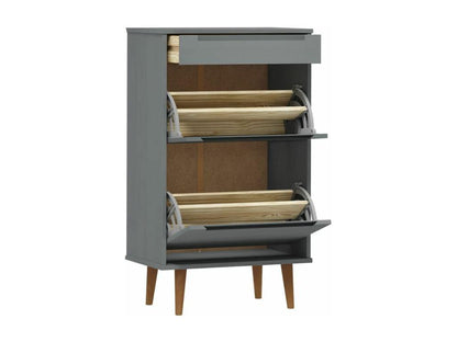 Petite armoire à chaussures en bois de pin Artigeo L60xH103xP35 – Compacte et Élégante-Couleur Gris ASGX92062