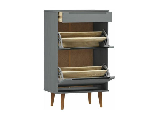 Petite armoire à chaussures en bois de pin Artigeo L60xH103xP35 – Compacte et Élégante-Couleur Gris ASGX92062