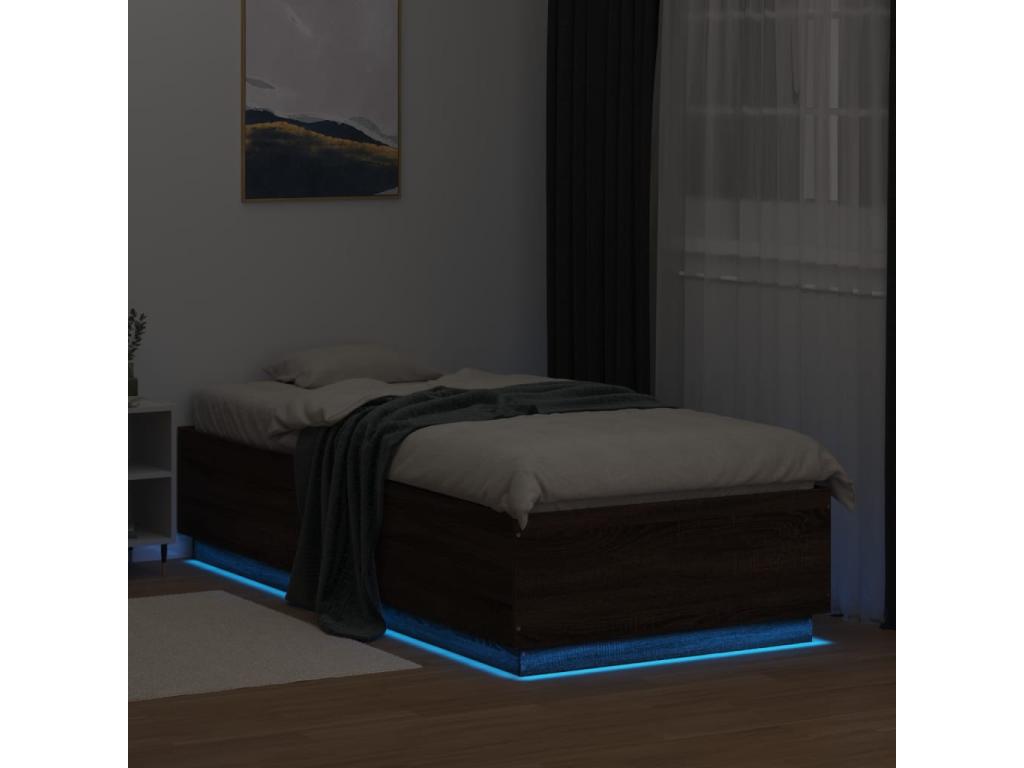 Cadre de lit avec Artigeoères LED chêne marron 100x200 cm GVHZ13985