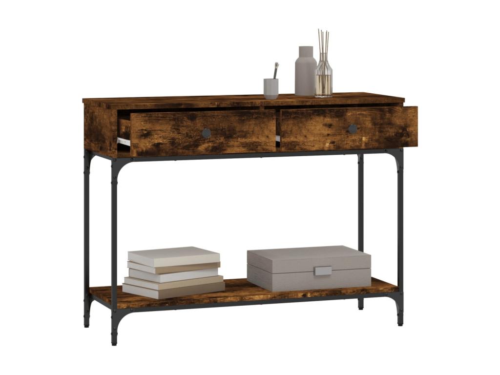 Table console chêne fumé 100x34.5x75 bois d'ingénierie RPPH55563