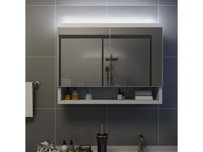 Armoire à miroir de salle de bain LED Blanc 80x15x60 cm MDF NTSS00590