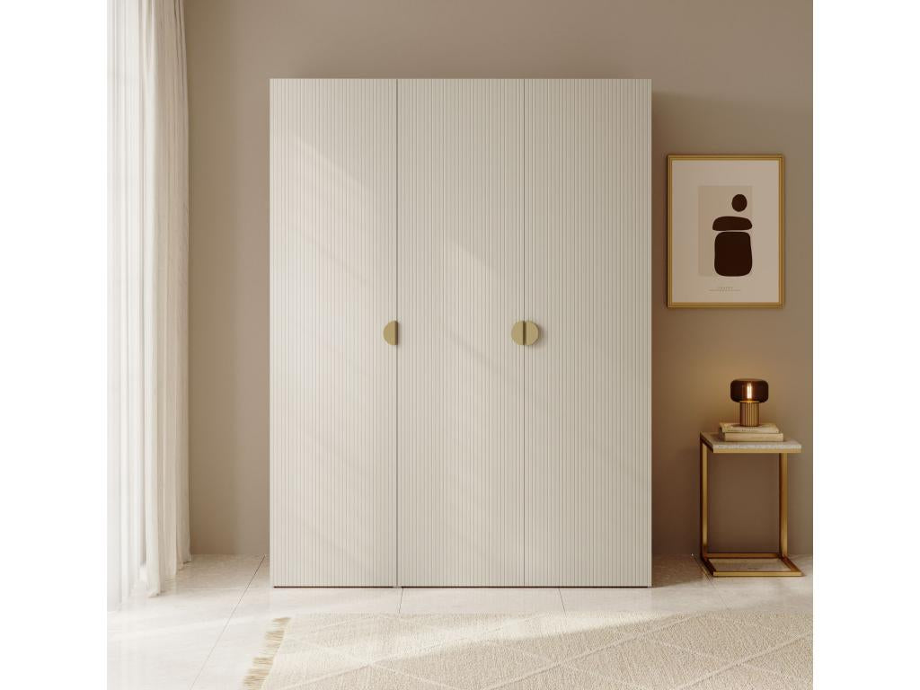 Armoire 3 portes avec tringle et étagères - 150 cm - grège - Artigeo MVCB23964
