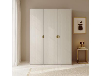 Armoire 3 portes avec tringle et étagères - 150 cm - grège - Artigeo MVCB23964